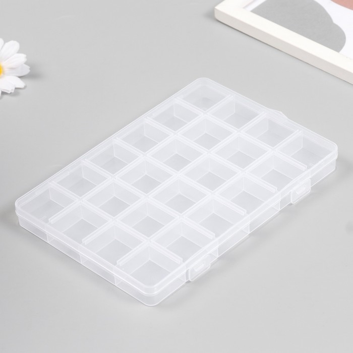 Шкатулка пластик для мелочей Шкатулка пластик для мелочей "Прямоугольная" 24 отделения 18,8х13х1,7 см