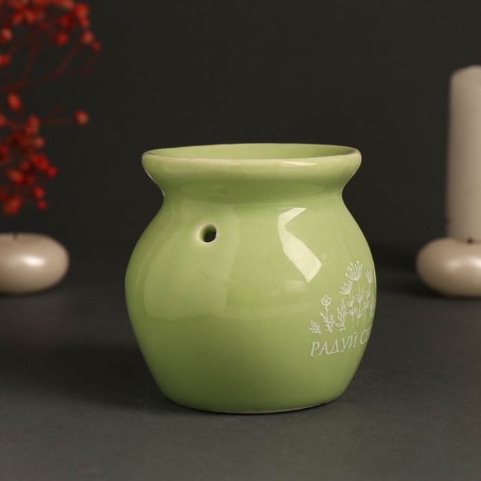 Аромалампа керамика Аромалампа керамика "Радуй себя" светло-зелёная 7,2х7,2х7,8 см