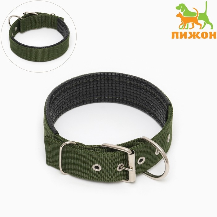 Ошейник  Ошейник "Комфорт" комбинированный, 60 х 4 см, ОШ 44-55 см, темно-зелёный