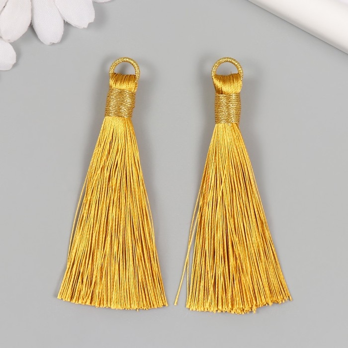 Декор для творчества текстиль Декор для творчества текстиль "Кисть. Оливия" охра набор 2 шт 8х1,2 см