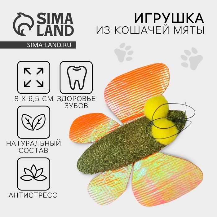 Игрушка для кошек «Бабочка» из кошачьей мяты, 8 х 6.5 см Игрушка для кошек «Бабочка» из кошачьей мяты, 8 х 6.5 см