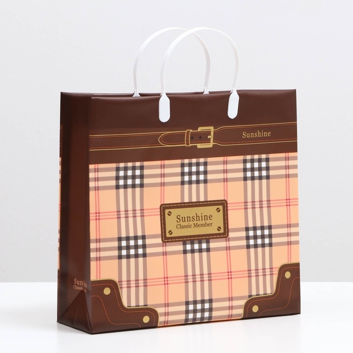 Пакет Пакет "Коричневый в клетку", мягкий пластик, 29 x 30 см, 100 мкм