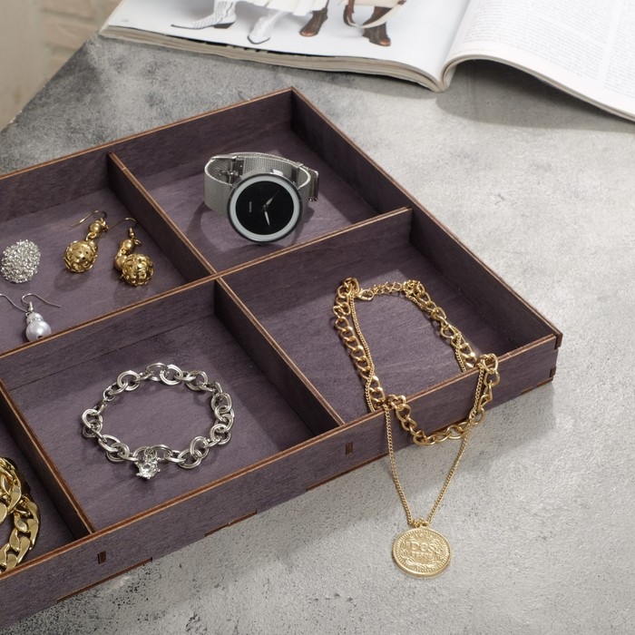 Подставка для украшений 6 ячеек, 35&times;24&times;3, толщина 3 мм, цвет полисандр