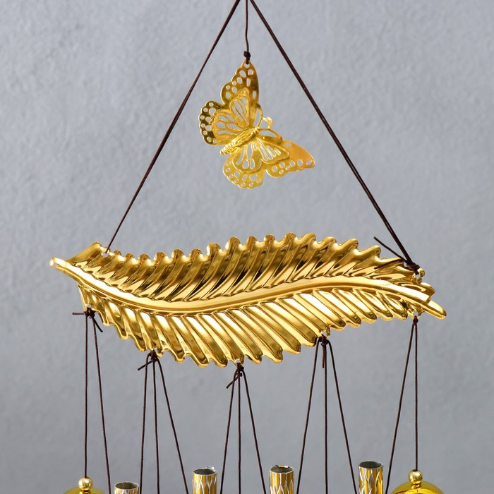 Музыка ветра металл Музыка ветра металл "Листья и бабочки" 5 колокольчиков 65х17 см