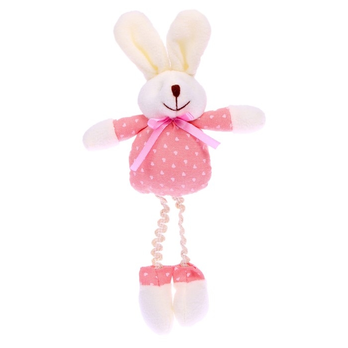 Мягкая игрушка «Зайка с бантом» на подвесе, цвет МИКС Мягкая игрушка «Зайка с бантом» на подвесе, цвет МИКС