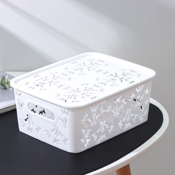 Контейнер для хранения с крышкой «Колокольчики», пластик, 25,5×20×11 см, цвет МИКС Контейнер для хранения с крышкой «Колокольчики», пластик, 25,5×20×11 см, цвет МИКС