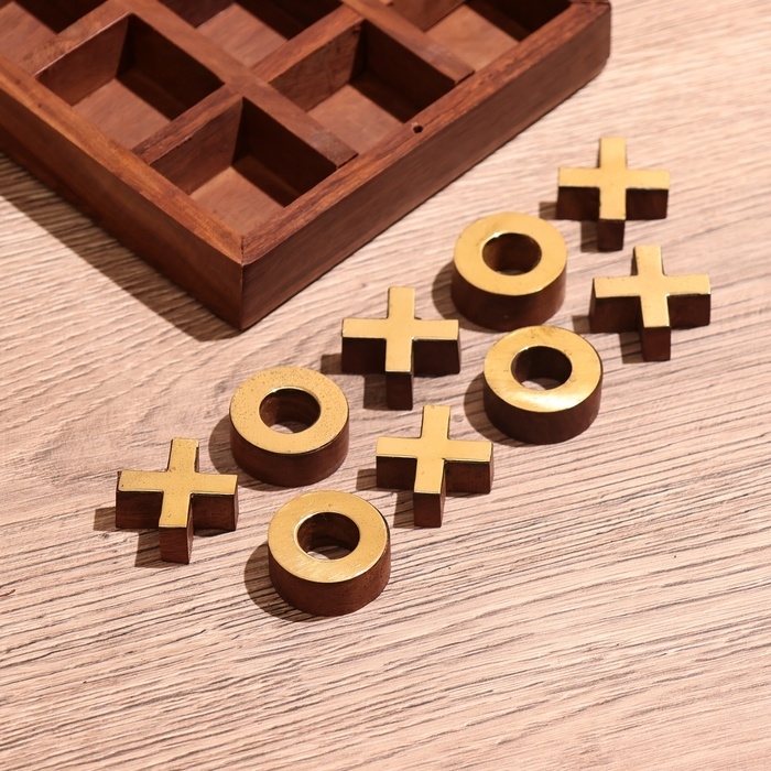 Игра настольная  Игра настольная "Крестики-нолики" 13х13 см, манговое дерево, латунь