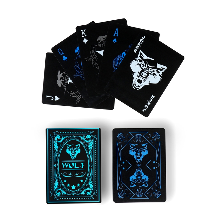 Карты игральные пластиковые  Карты игральные пластиковые "Неон", светящиеся, 30 мкм, 8.8 х 6.3 см, синие