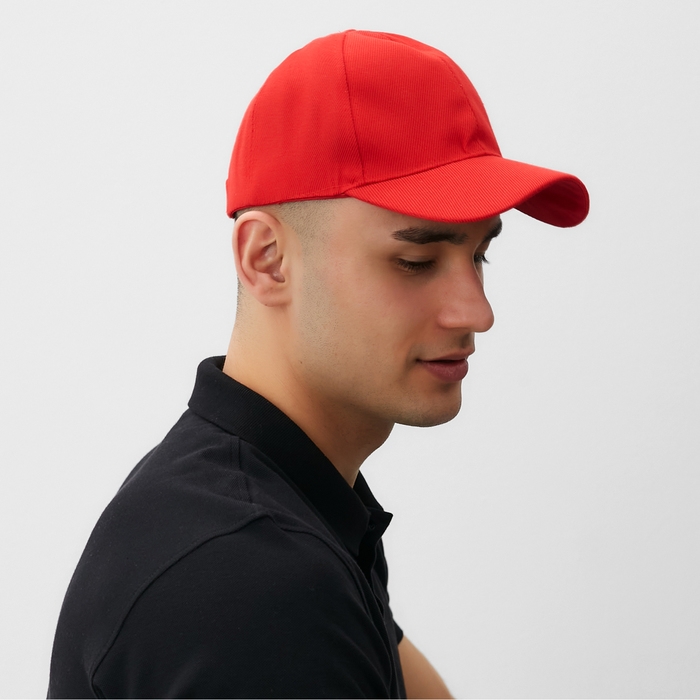 Бейсболка мужская однотонная MINAKU, размер 58, цвет красный Бейсболка мужская однотонная MINAKU, размер 58, цвет красный