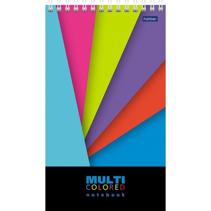 Блокнот А5, 60 листов в линейку, на гребне "Multicolor", пластиковая обложка, твёрдая подложка, блок 80г/м2, 2В МИКС