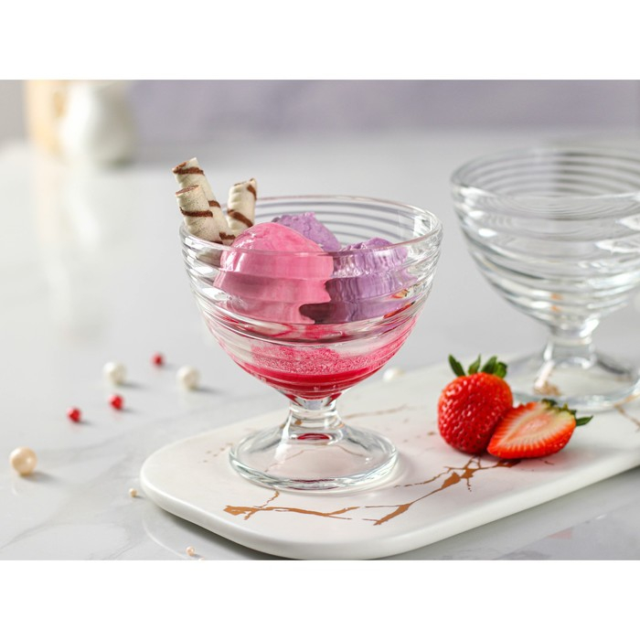 Набор стеклянных креманок для мороженого «Свирл», 300 мл, 3 шт Набор стеклянных креманок для мороженого «Свирл», 300 мл, 3 шт