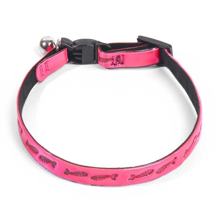 Ошейник кошачий со светоотражающим покрытием Ошейник кошачий со светоотражающим покрытием "Рыбки", 30 х 1 см, розовый