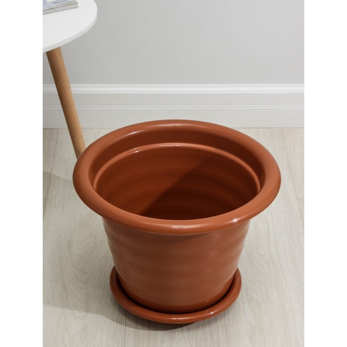 Горшок с поддоном «Виола», 16 л, цвет коричневый Горшок с поддоном «Виола», 16 л, цвет коричневый