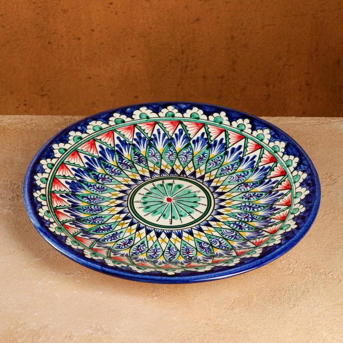 Ляган Риштанская Керамика  Ляган Риштанская Керамика "Узоры", 28 см, синий