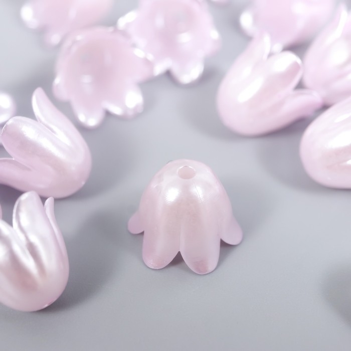 Бусины для творчества пластик Бусины для творчества пластик "Цветок ландыша жемчужный" набор 40 шт сиреневый 1х0,9х0,9 см