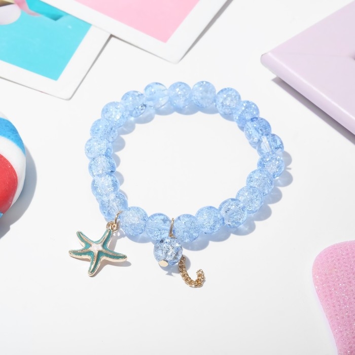 Браслет детский «Выбражулька» морская звезда, цвет голубой в золоте Браслет детский «Выбражулька» морская звезда, цвет голубой в золоте