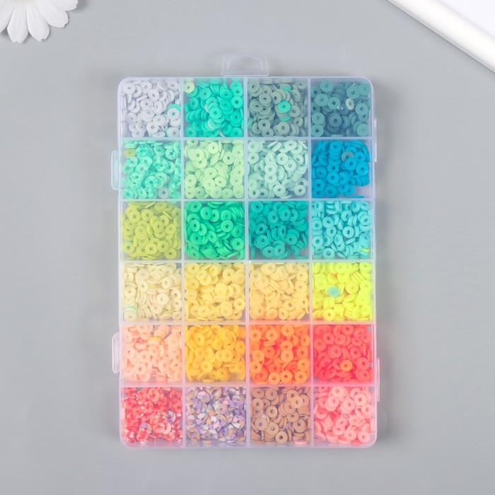 Декор для творчества пластик Декор для творчества пластик "Палитра зелёного и жёлтого" d=0,6 см н-р 24 цвета 18,5х13х2 см