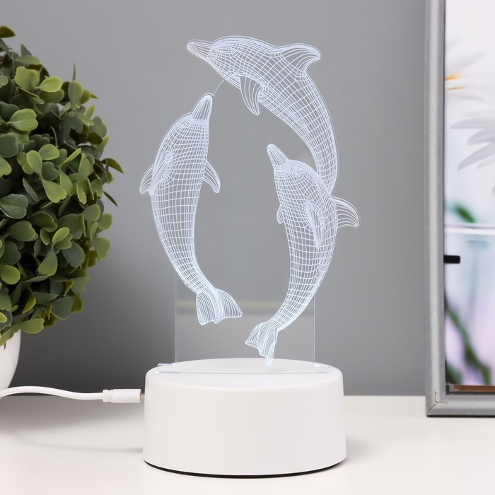 Светильник сенсорный Светильник сенсорный "Дельфины" LED 7 цветов USB/от батареек белый RISALUX