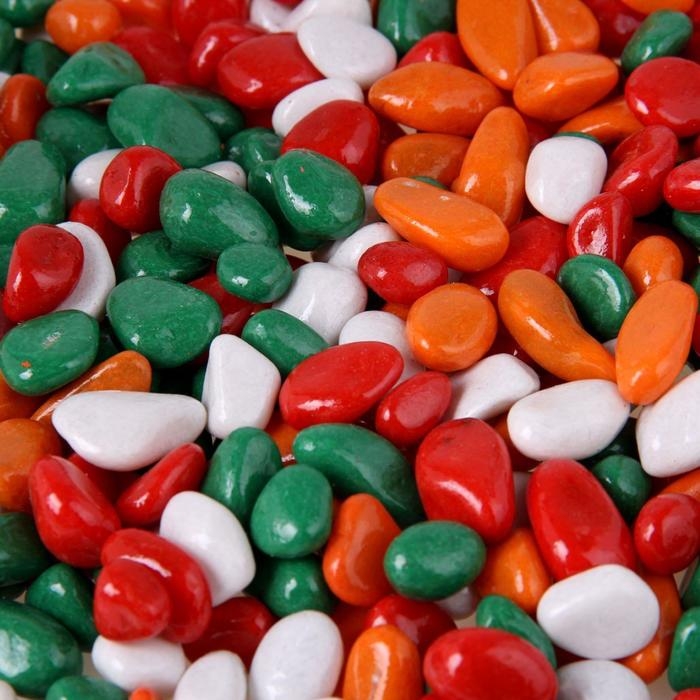 Грунт для аквариума  Грунт для аквариума "Галька цветная, зеленый-рыжий-красный-белый" 800г фр 8-12 мм