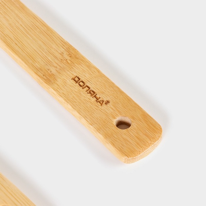 Набор кухонных принадлежностей Доляна «Бамбуковый лес», 3 предмета на подставке: 1 лопатка, 2 ложки Набор кухонных принадлежностей Доляна «Бамбуковый лес», 3 предмета на подставке: 1 лопатка, 2 ложки