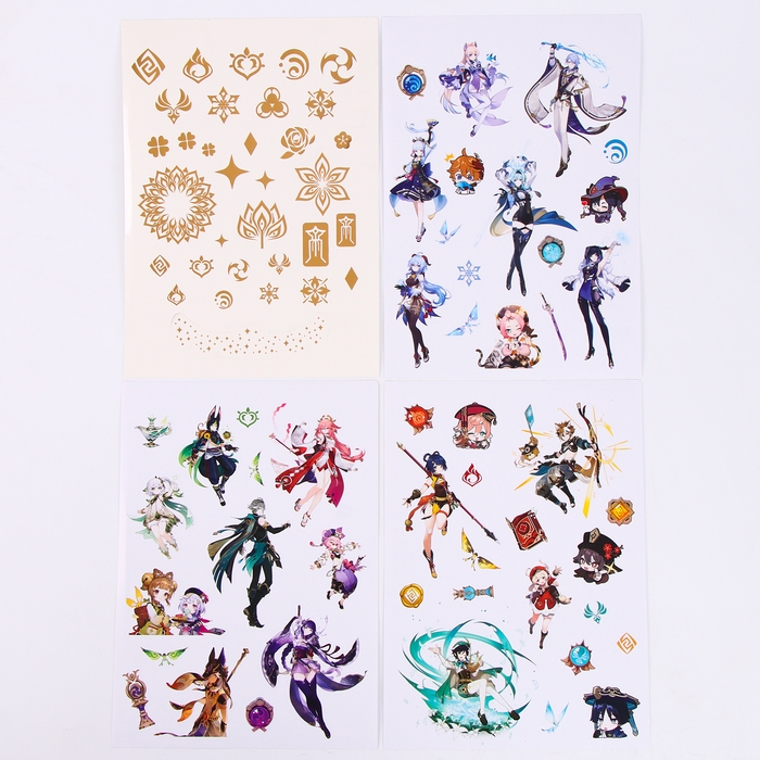 Творческий блокнот «По следам грома» «Геншин» cо стикерами и переводными татуировками, A4 Творческий блокнот «По следам грома» «Геншин» cо стикерами и переводными татуировками, A4