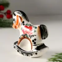 Сувенир Конь качалка, 7х7см, гжель, цвет