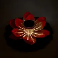 Садовая фигура - фонарь &laquo;Лотос&raquo;, 28&times;28&times;9 см, для водоёмов, красная