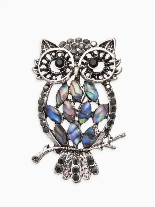 Брошь-кулон &laquo;Галиотис. Филин ночной&raquo;, зелёная в чернёном серебре