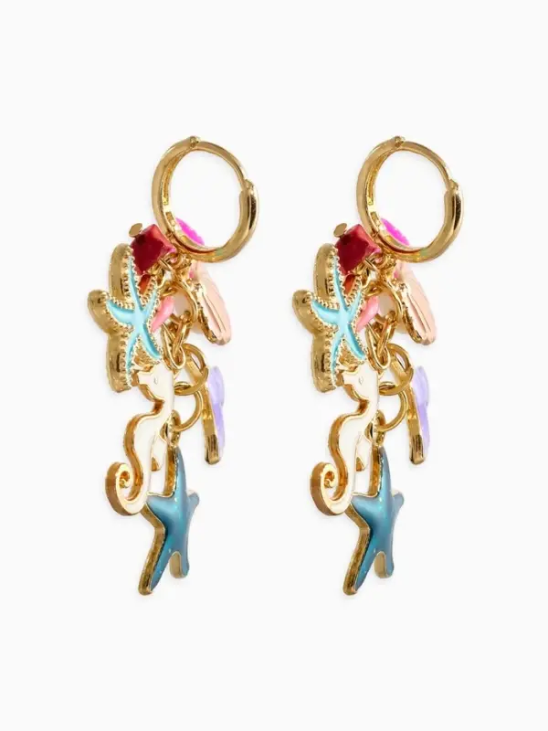 Серьги &laquo;Морской мир&raquo;, подвесочки, цветные в золоте