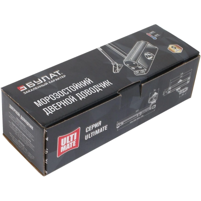 Доводчик БУЛАТ ULTIMATE ДД-60 A-C, дверной, (25-80 кг) коричневый