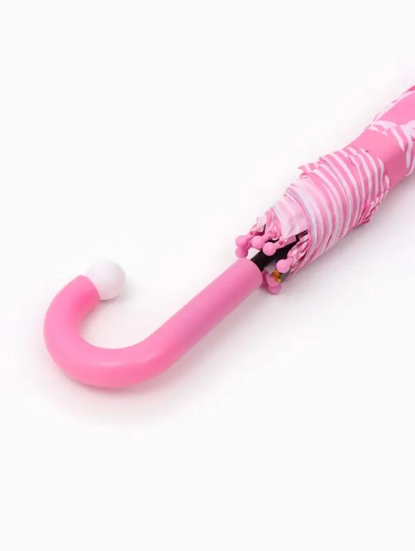 Зонт-трость детский п/авт R43/50 П/Э СЛОНИК ручка-крюк розовый пакет