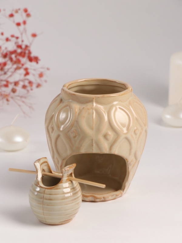 Аромалампа керамика Аромалампа керамика "Кувшин" бежевая 9х9х11 см