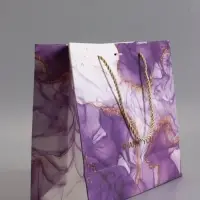 Пакет подарочный "Мрамор", фиолетовый с бантиком, 32 х 25 х 11 см