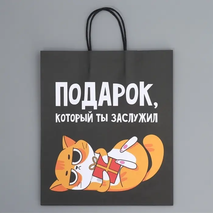 Пакет подарочный крафтовый, упаковка, &laquo;Киса&raquo;, 28&times;32&times;15 см
