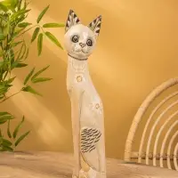 Сувенир &laquo;Кошка&raquo;, белая, 60&times;12&times;6 см, дерево, МИКС