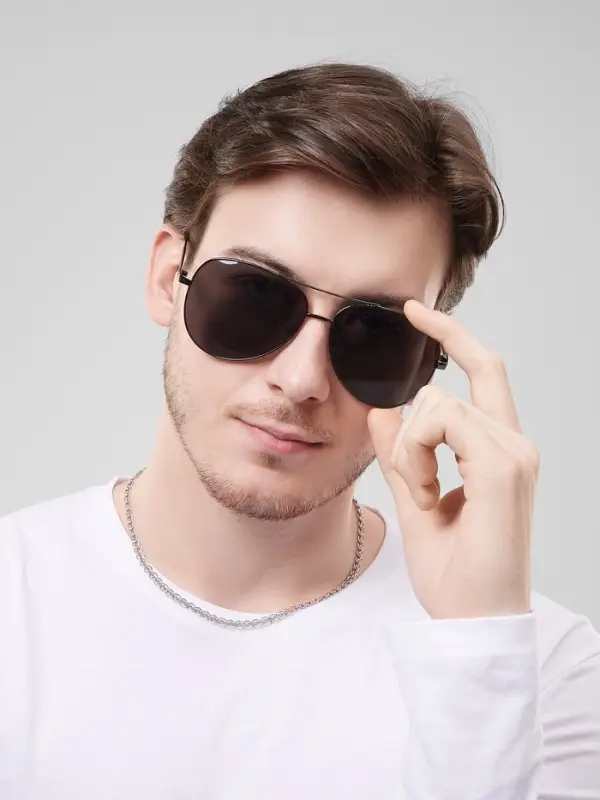 Очки солнцезащитные &laquo;OneSun. Авиаторы&raquo;, UV 400, линза 5.5&times;6.5 см дужка 12 см, ширина 14 см, чёрные