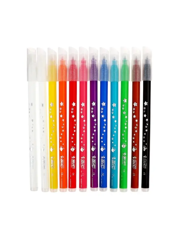 Фломастеры 10 цветов BIC Kids Magic и 2 обесцвечивающих, детские, стираемые