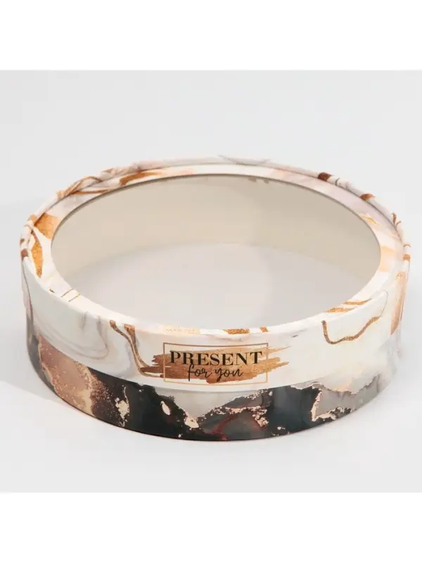 Коробка для макарун, кондитерская упаковка тубус с окном, &laquo;Мрамор&raquo; 20&times;20&times;5 см