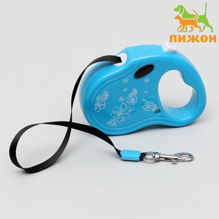 Рулетка  Рулетка "Цветы", 3 м, до 10 кг, голубая