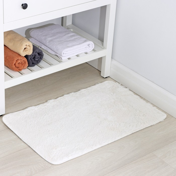 Коврик Доляна «Пушистик», 49×79 см, цвет белый