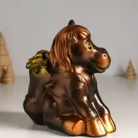 Копилка "Конь с деньгами" 21 см, бронзовый