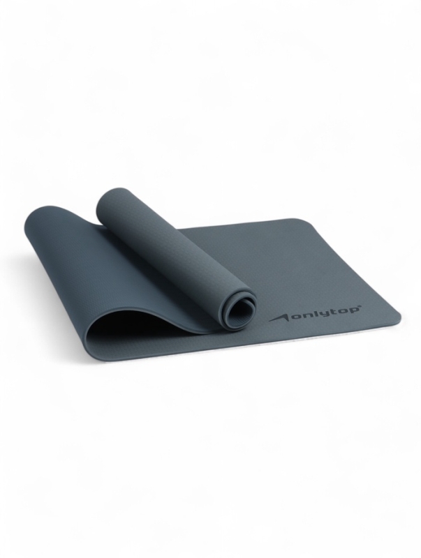 Коврик для фитнеса и йоги ONLYTOP, 183x61x 0,8 см, цвет графитовый/темно-серый Коврик для фитнеса и йоги ONLYTOP, 183x61x 0,8 см, цвет графитовый/темно-серый