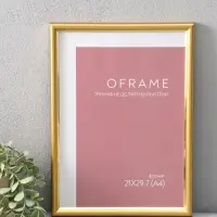 Фоторамка для фото 21х29,7 см (А4) "Oframe", пластик, золотой, (пластиковый экран)