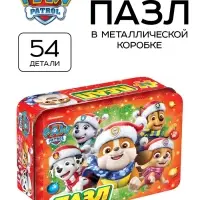 Пазл в металлической коробке &laquo;Новогодний патруль&raquo;, 54 детали, Щенячий патруль