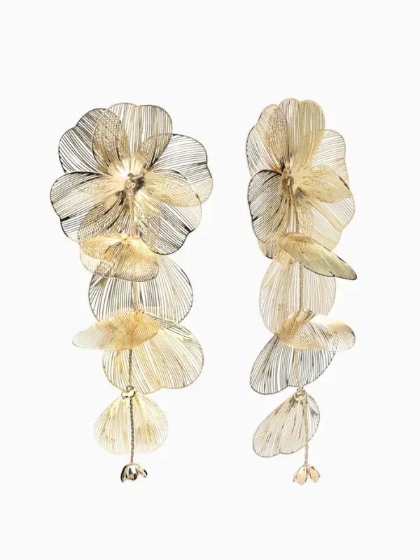Серьги висячие &laquo;Цветок&raquo;, каталея, цвет золото, 10 см