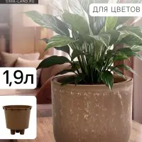 Кашпо для цветов &laquo;Микрит&raquo;, 1.9 л, d=18 см, h=16.5 см, со вставкой, пластиковое, бежевое