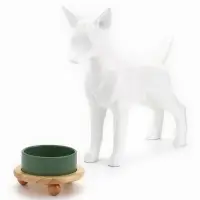Миска, 300 мл, 13&times;5 см, на подставке, керамика, серо-зелёная