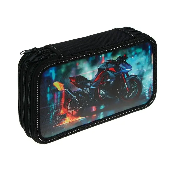 Пенал 3 секции, 125 х 205 мм, Calligrata Пенал 3 секции, 125 х 205 мм, Calligrata "Мото", ламинированный картон