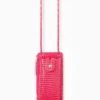 Сумка на магните, с длинным ремнём, однотонная, 10&times;2.5&times;20 см, розовая