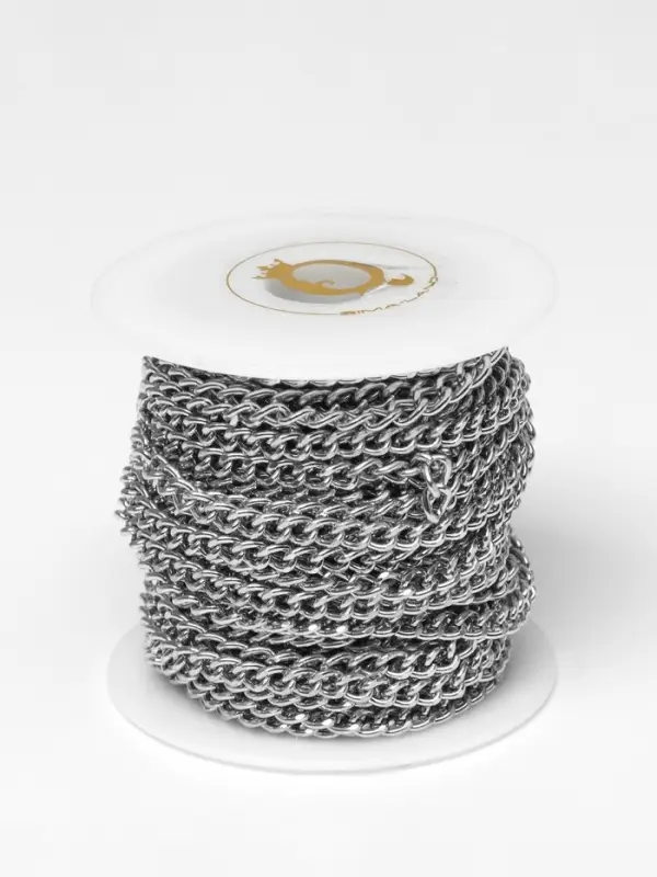 Цепочка железная без карабина на бобине, 0.4&times;0.4&times;0.11 см, L=10 м, цвет серебро